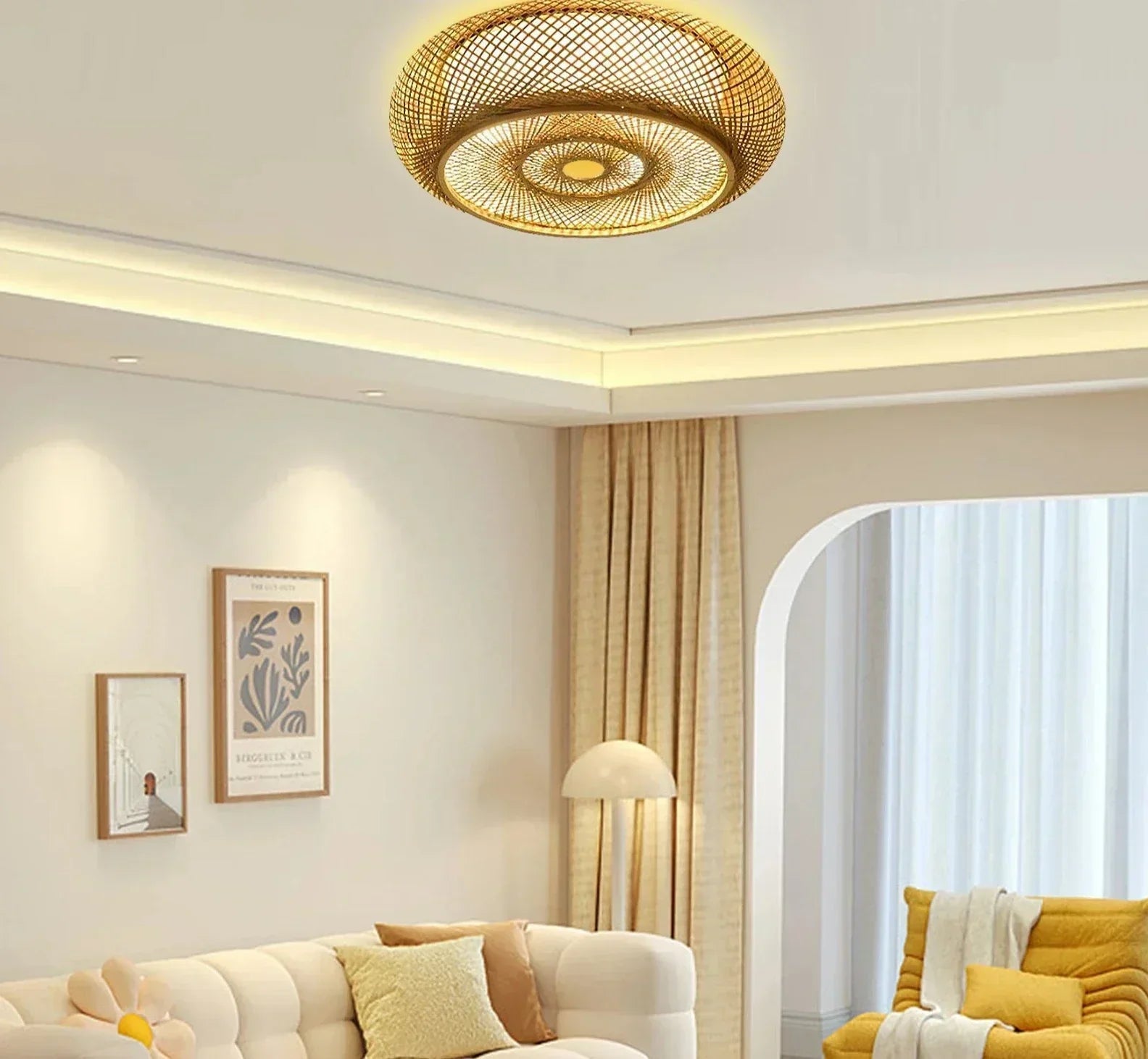 Candeeiro de suspensão em bambu natural - Elegância e autenticidade