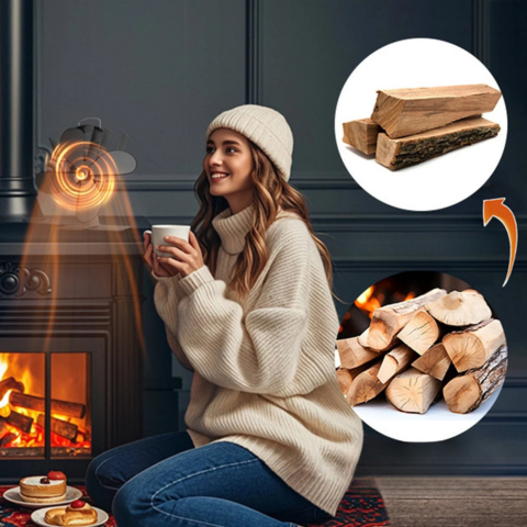 Ventilador de estufa de 5 palas — Difusión óptima del calor