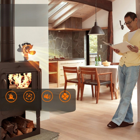 Ventilador de estufa de 5 palas — Difusión óptima del calor