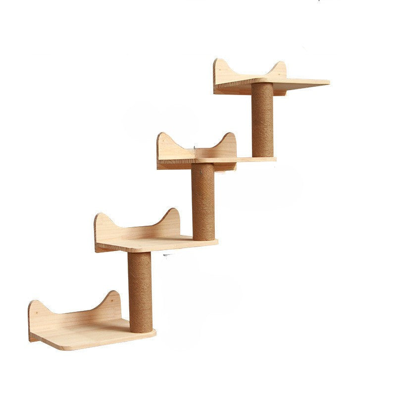 Wall Climbing Frame For Cats With Suspended Platform And Ladder