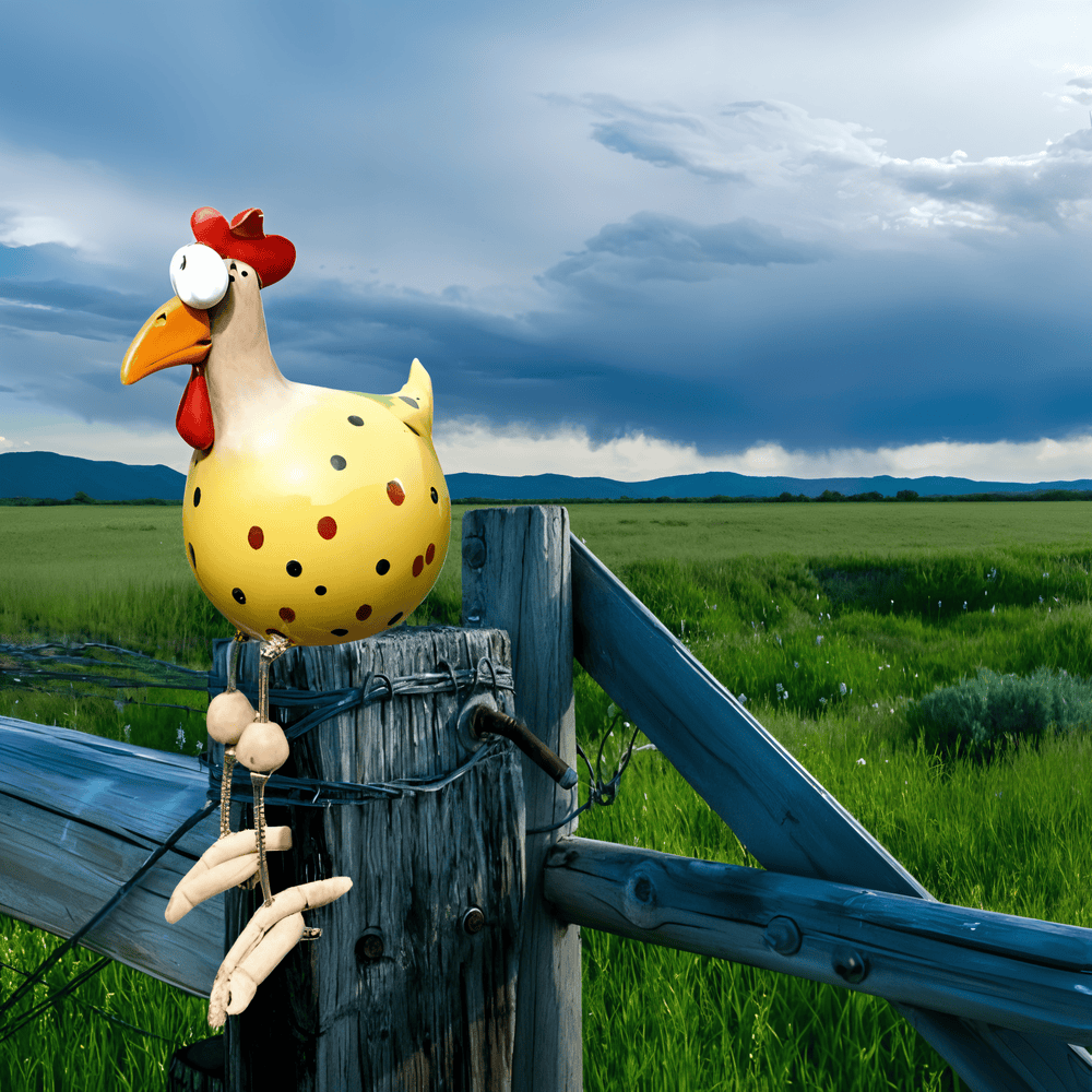 Hahn-Statue Mit Großen Augen - Originelle Dekoration & Lustige Details