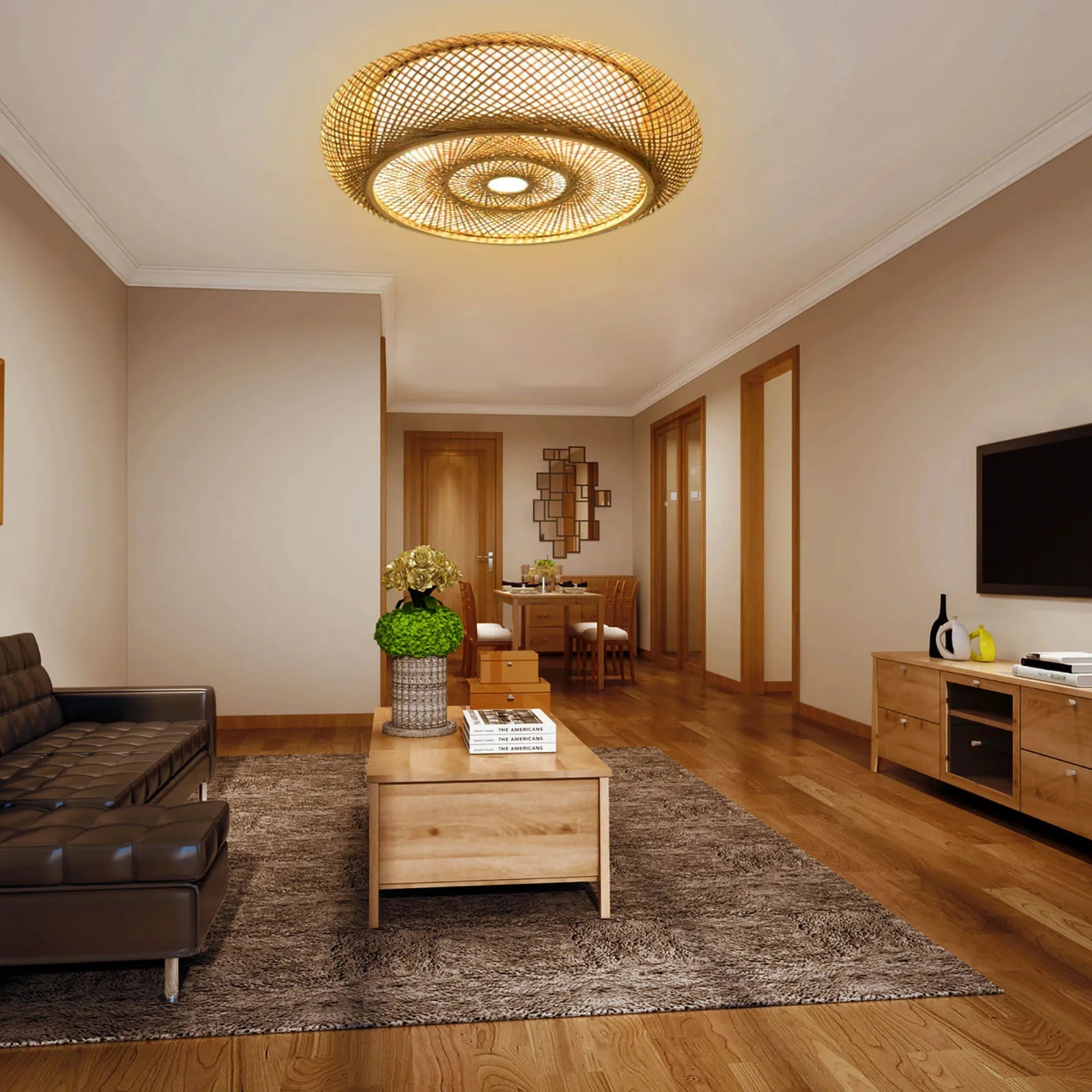 Candeeiro de suspensão em bambu natural - Elegância e autenticidade