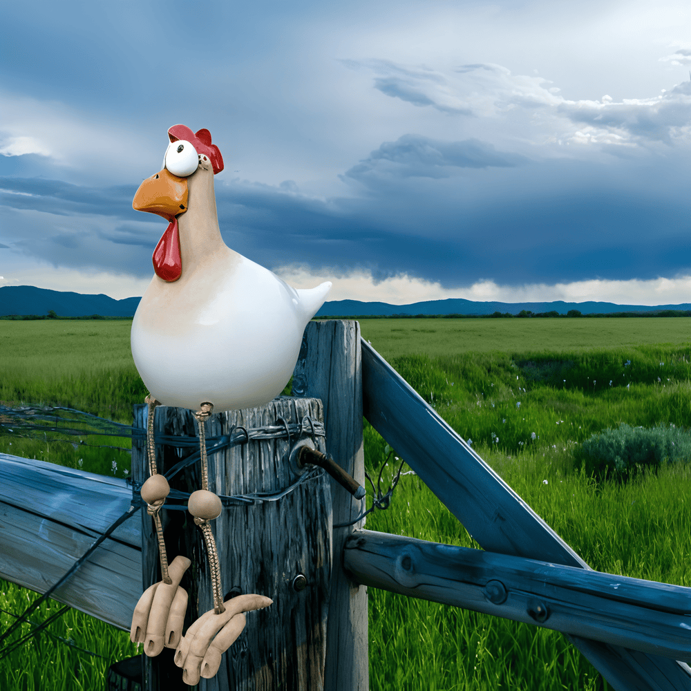 Hahn-Statue Mit Großen Augen - Originelle Dekoration & Lustige Details