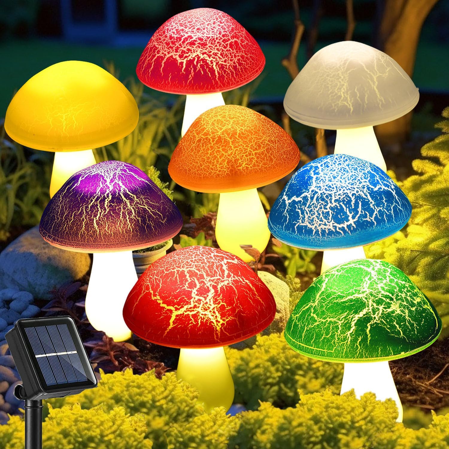 Kit de luces solares de jardín — hongos luminosos decorativos 