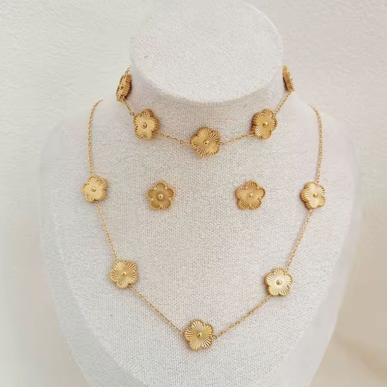 Zestaw Biżuterii – Złota Elegancja ze Stali Nierdzewnej 