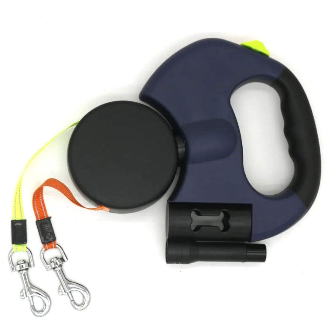 Deixa Retrátil Para Cães – Com Lâmpada LED E Distribuidor De Sacos 