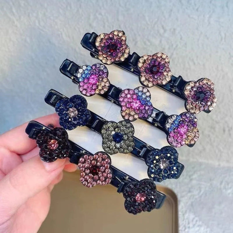 Crystal flower hair bar