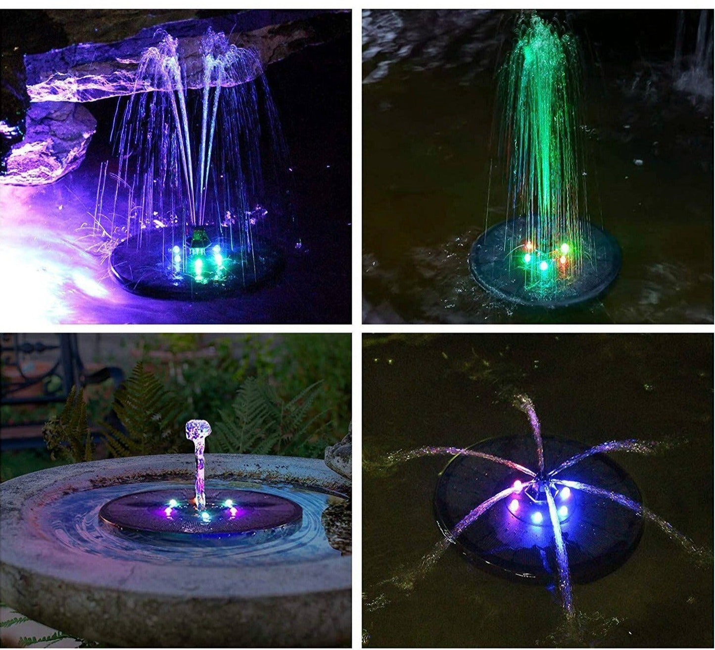 Fontana solare a LED multicolore