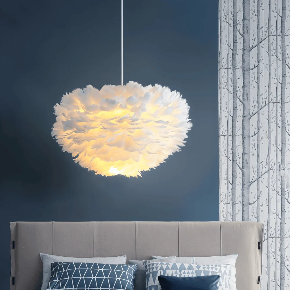 Lampe Suspendue Plumes — Éclairage Doux & Style Raffiné Imagen